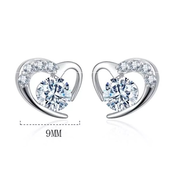 Jewelry - Valentine sale 925 Sterling Silver Heart Earrings